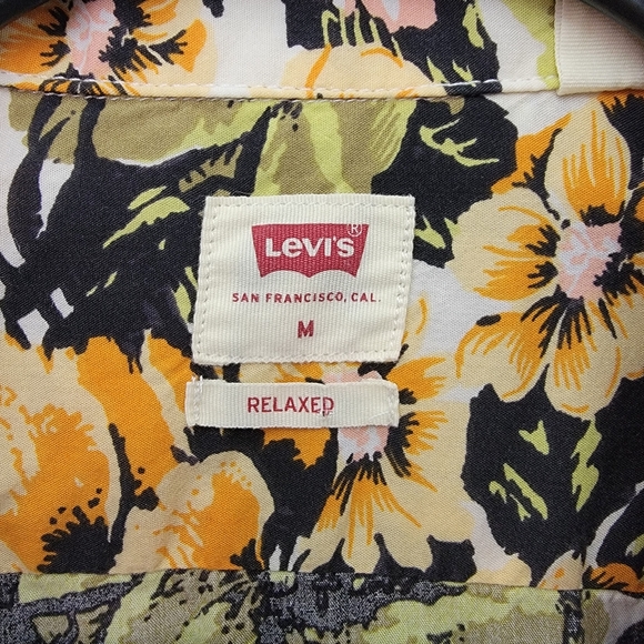 Levis Mens Short Sleeve Hawaiian Floral Button Down Shirt 2 Pocket Size M - Picture 6 of 13